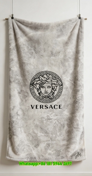Versace Light Grey Marble Medusa Logo Flannel Throw Blanket IMG_1473